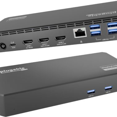 Plugable USB C Triple Display Docking Station | 100W PD, 3x HDMI (1x 4K 30Hz, 2x 1080p 60Hz), 6x USB 5Gbps Ports | Windows, macOS, ChromeOS Compatible - Enhance Productivity with Multi-Monitor Support